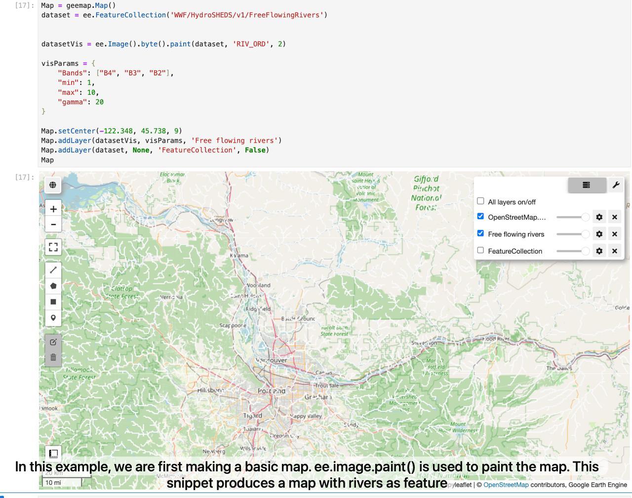 Geemap interface with layer controls